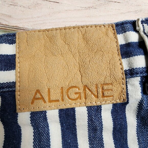 Aligne Womens Wolf Blue Stripe Cotton Pants W26 - Picture 8 of 14